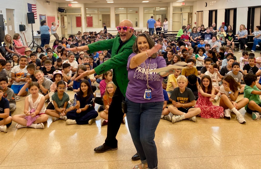 Before the game show, we played (by request) "Baby Shark" with Millennium School Principal Cosentino...